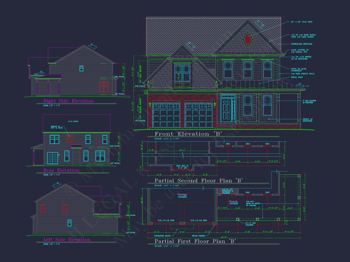 Modern CAD house Plan with 2-Story Design and Blueprint
