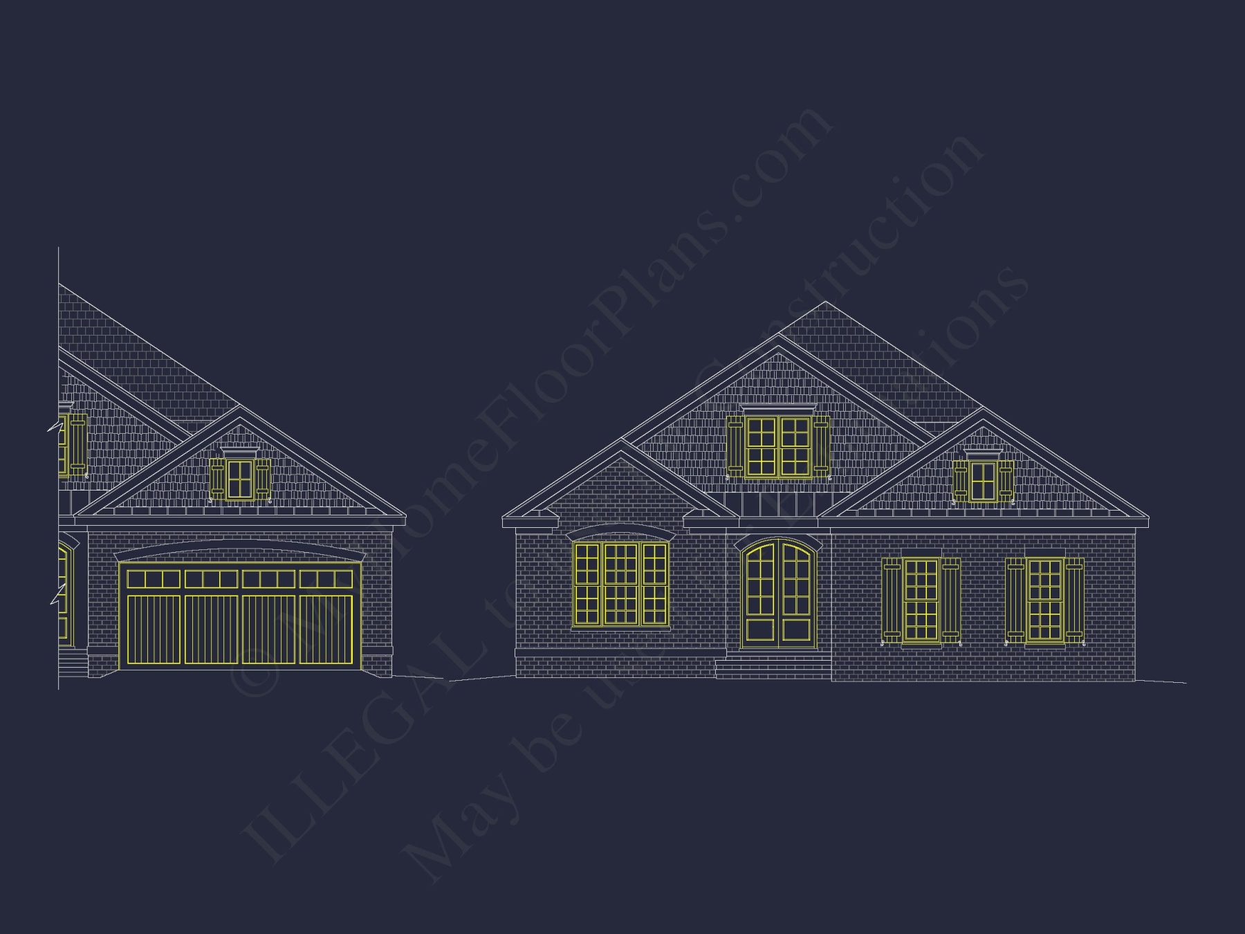 Modern CAD house Plan with Basement & Outdoor Porches