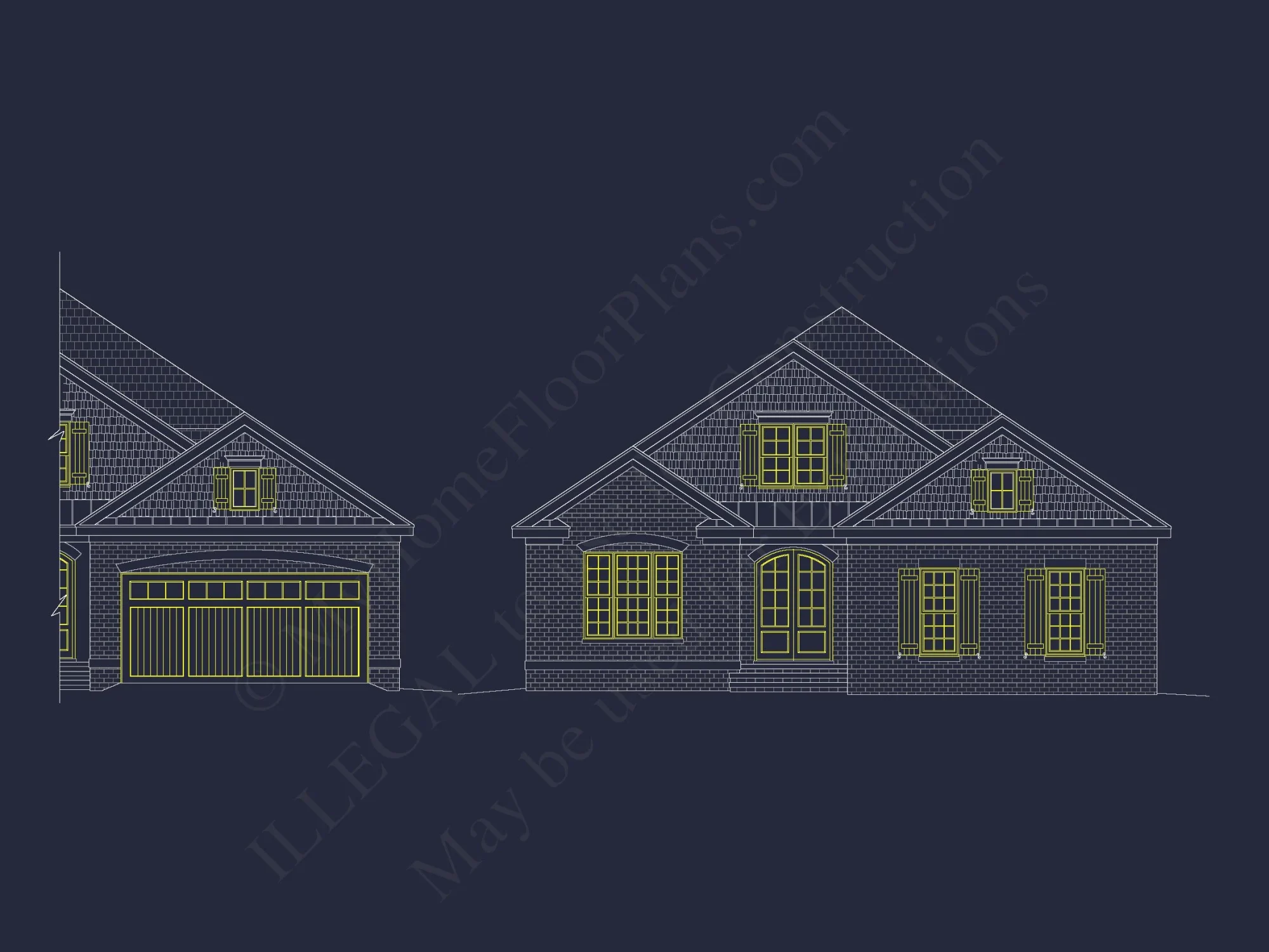 Modern CAD house Plan with Basement & Outdoor Porches