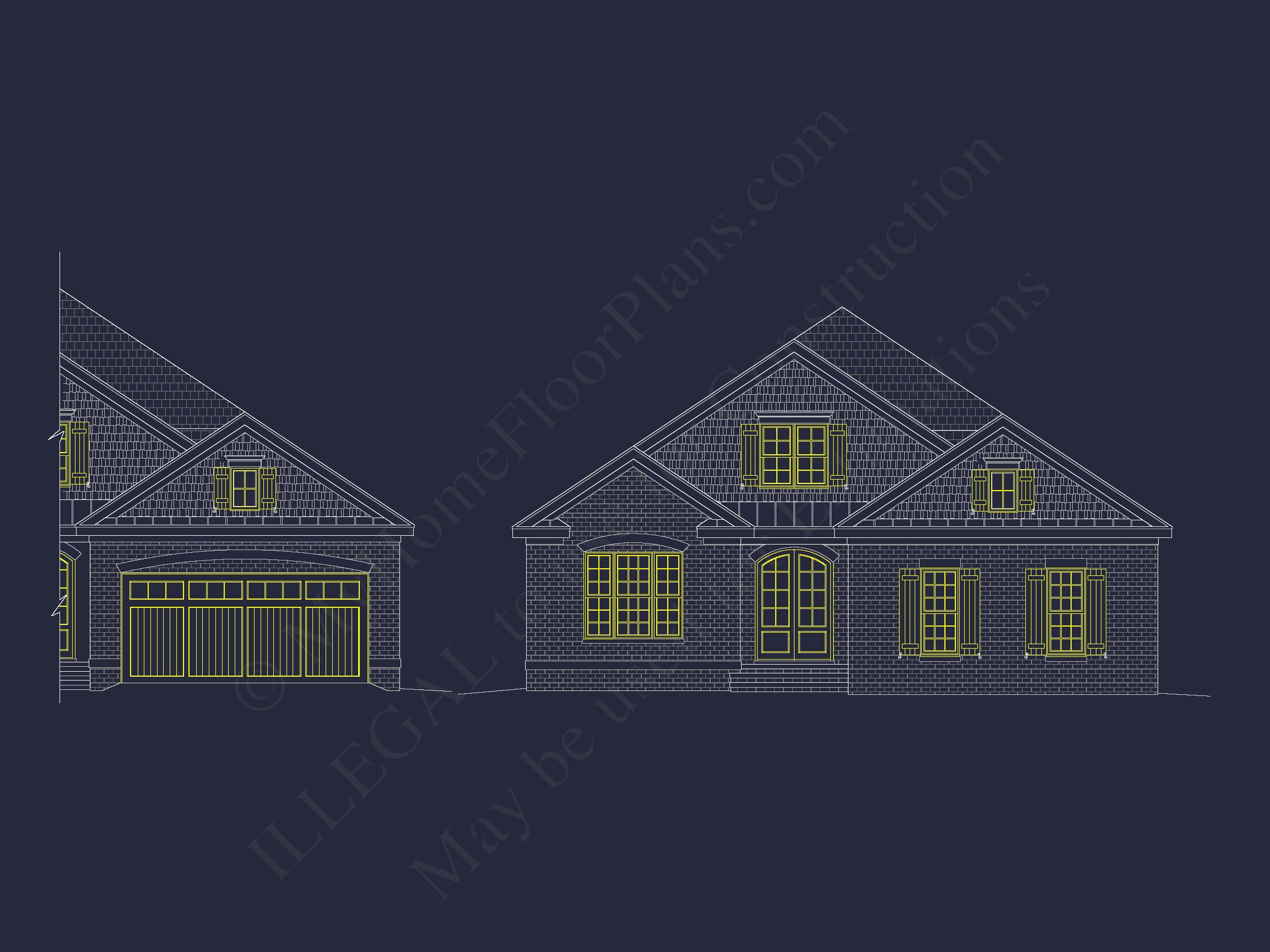 Modern CAD Home Plan with Basement & Outdoor Porches