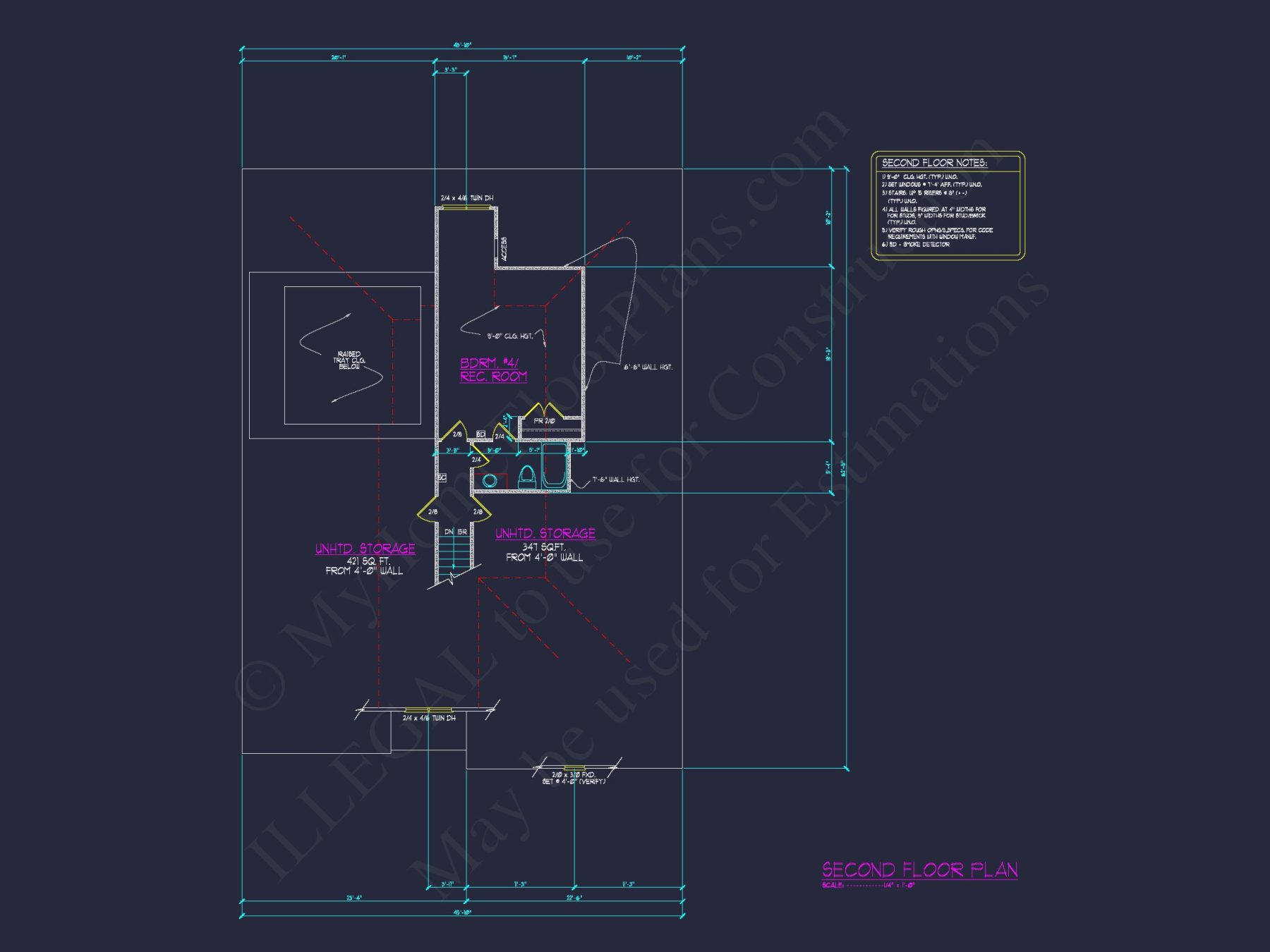 Modern CAD house Plan with Basement & Outdoor Porches