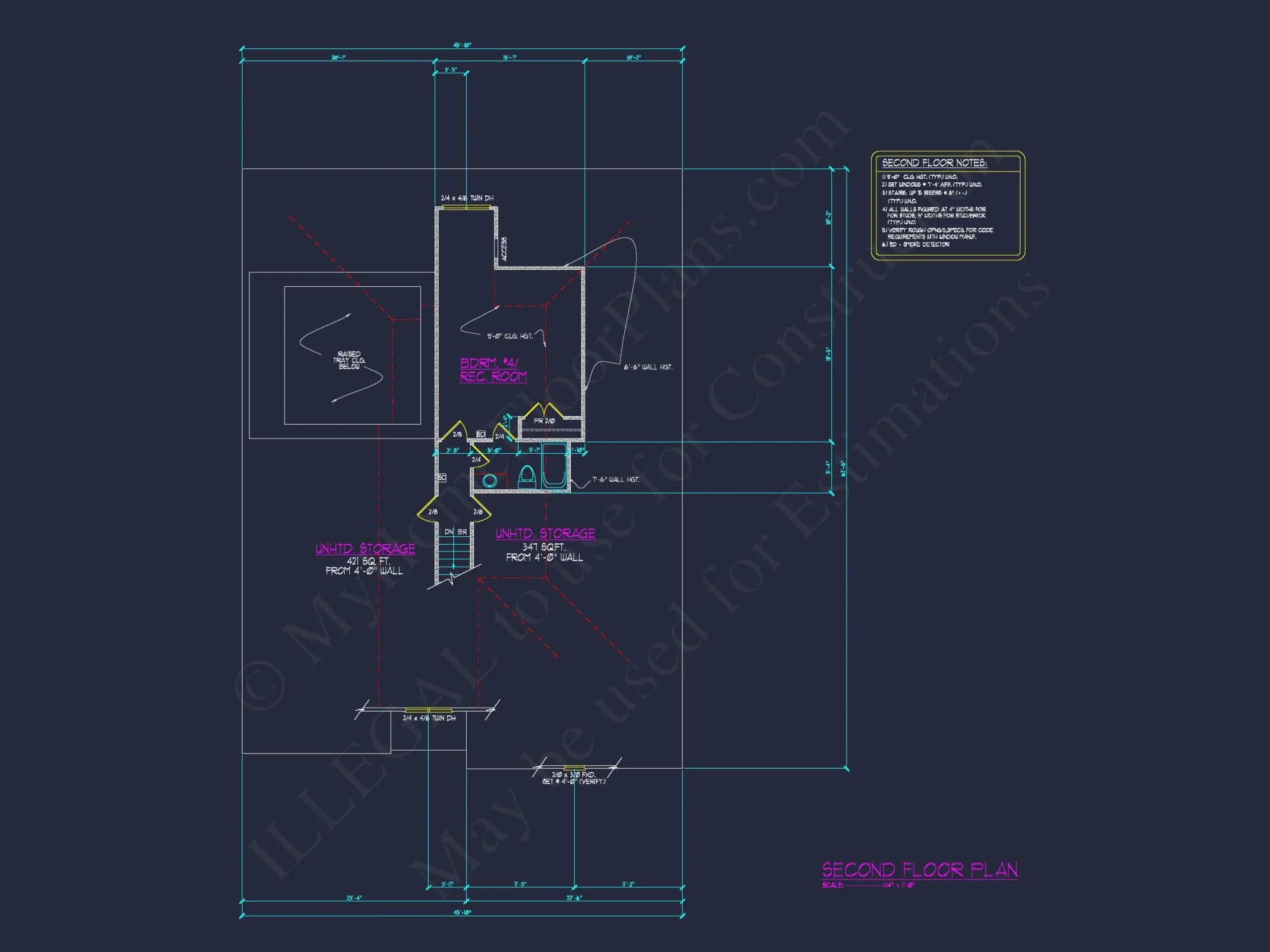 Modern CAD house Plan with Basement & Outdoor Porches