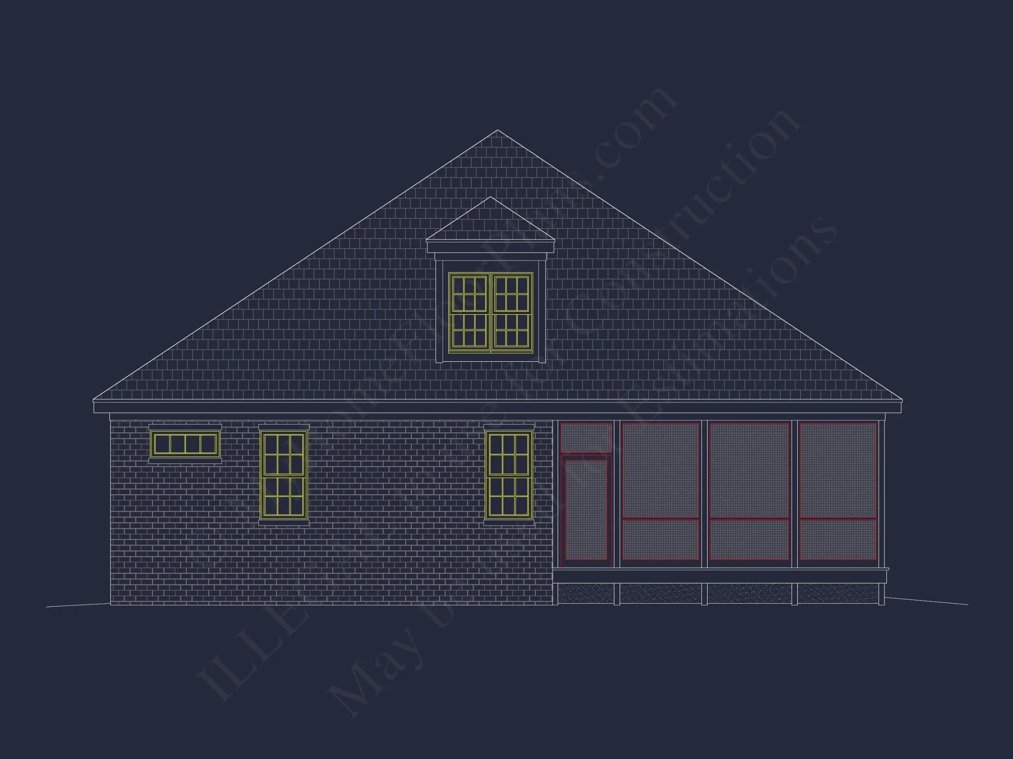 Modern CAD house Plan with Basement & Outdoor Porches