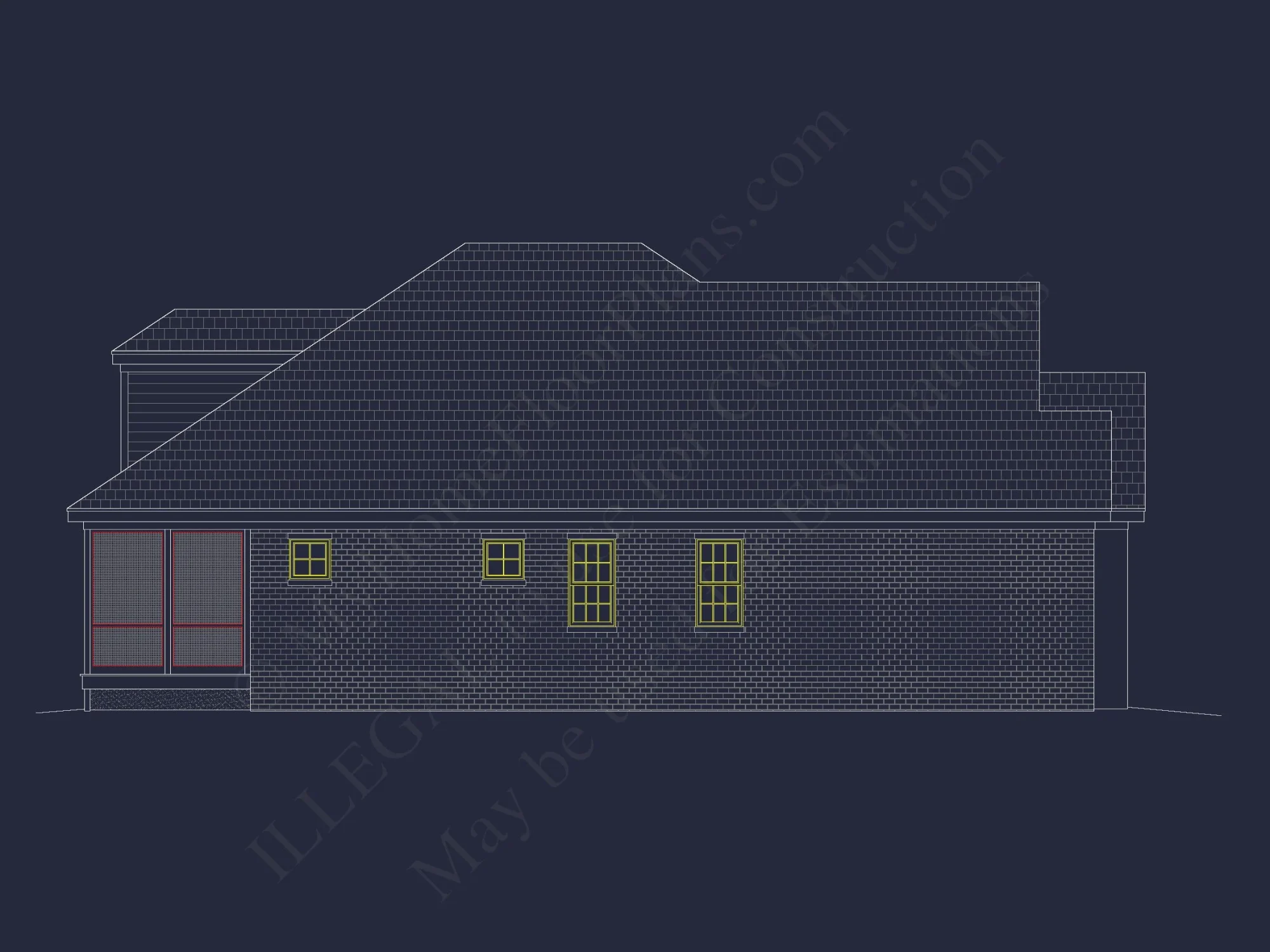 Modern CAD house Plan with Basement & Outdoor Porches