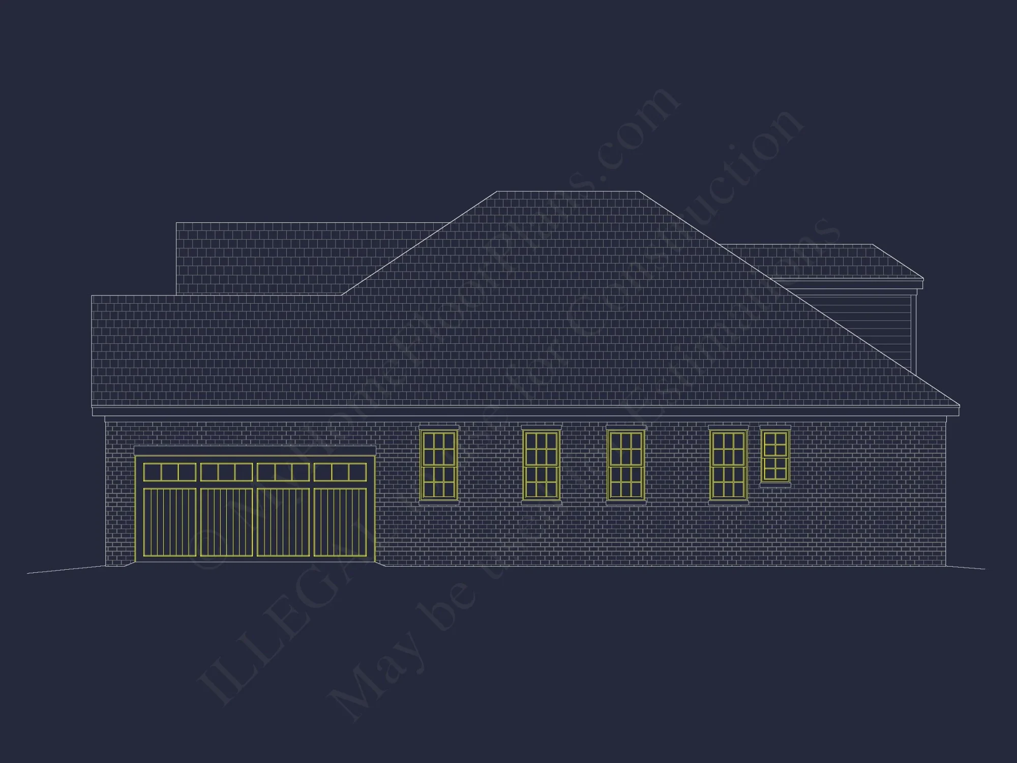Modern CAD house Plan with Basement & Outdoor Porches