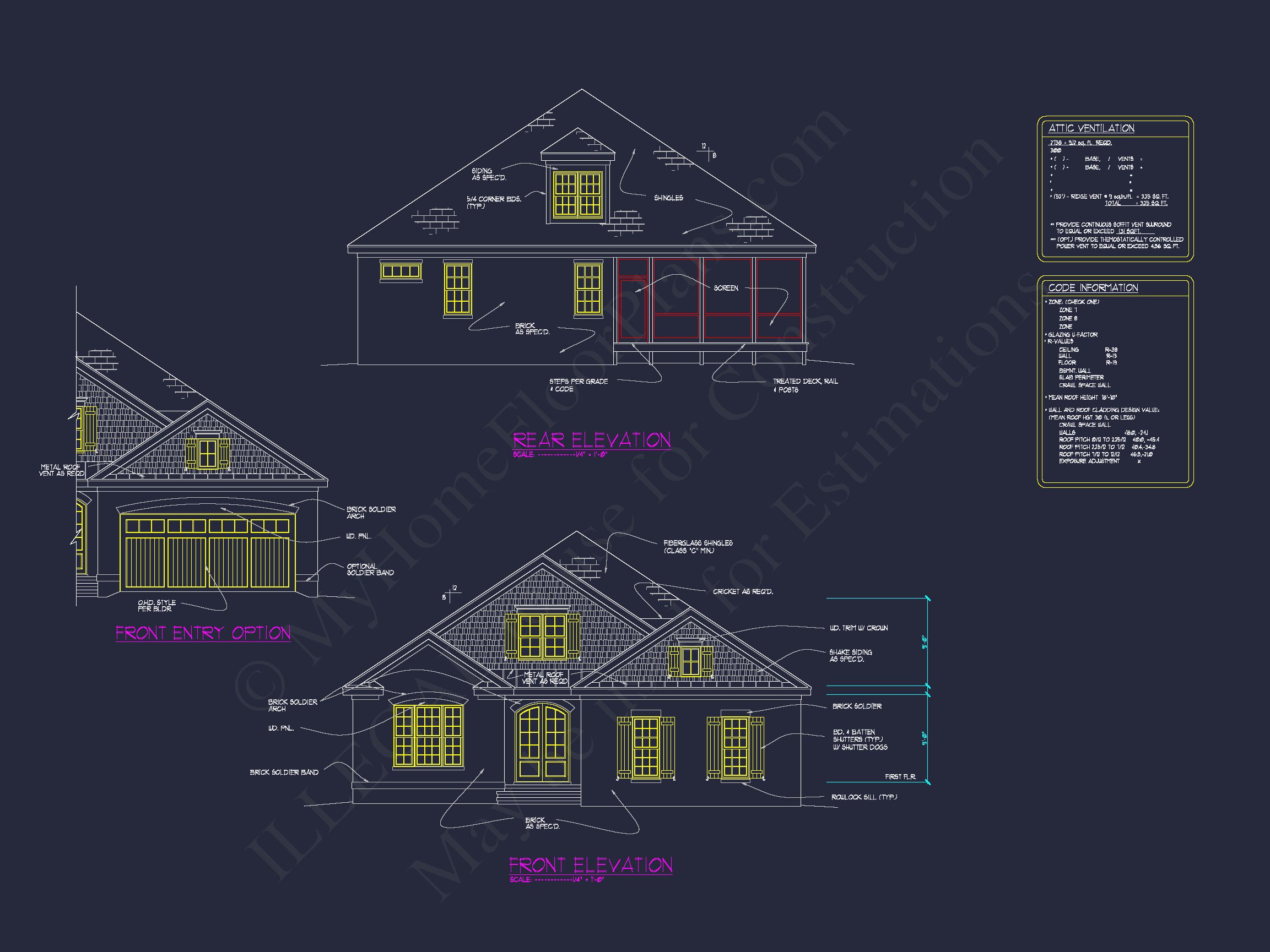 Modern CAD Home Plan with Basement & Outdoor Porches