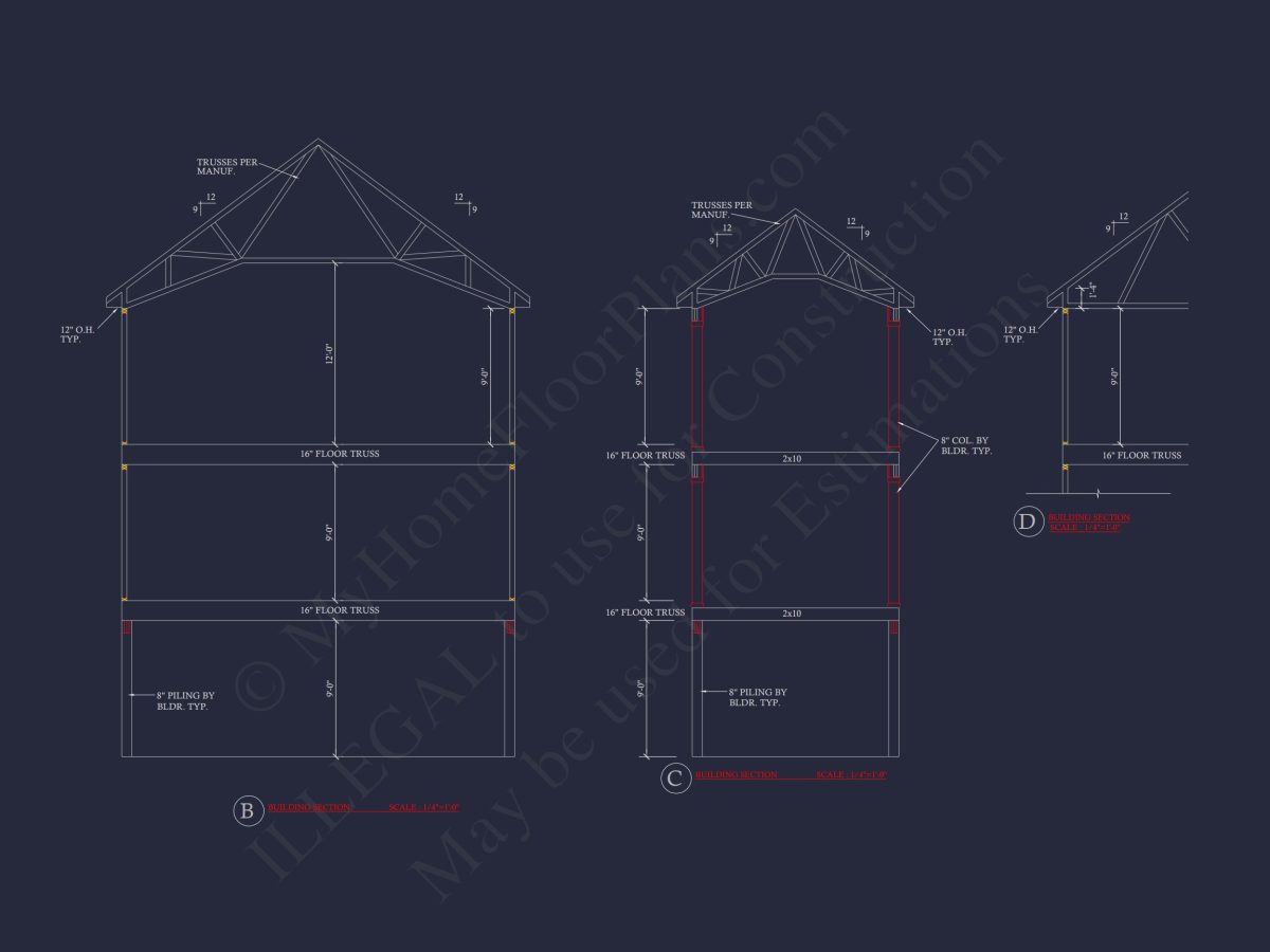 Modern Coastal Craftsman house Design with Detailed CAD Floor Plans