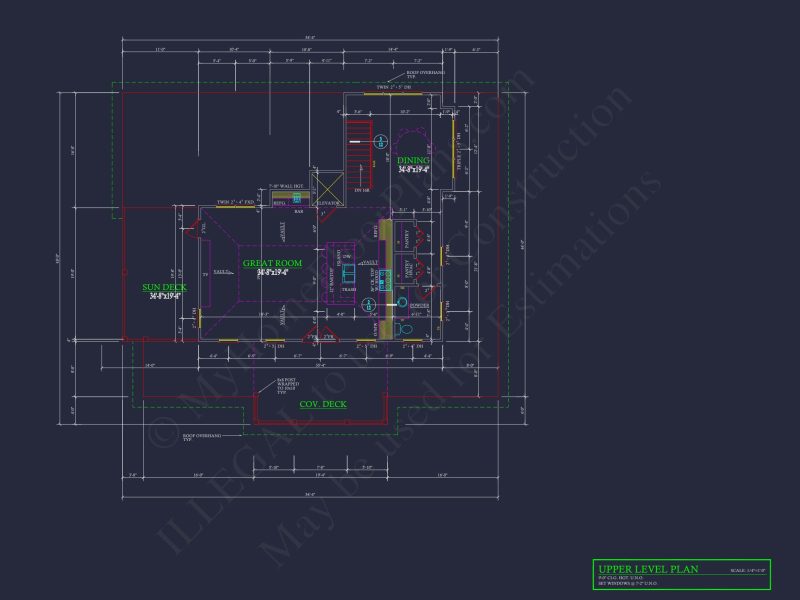 Modern Coastal house Plan: 2-Story CAD Blueprint with Elevator