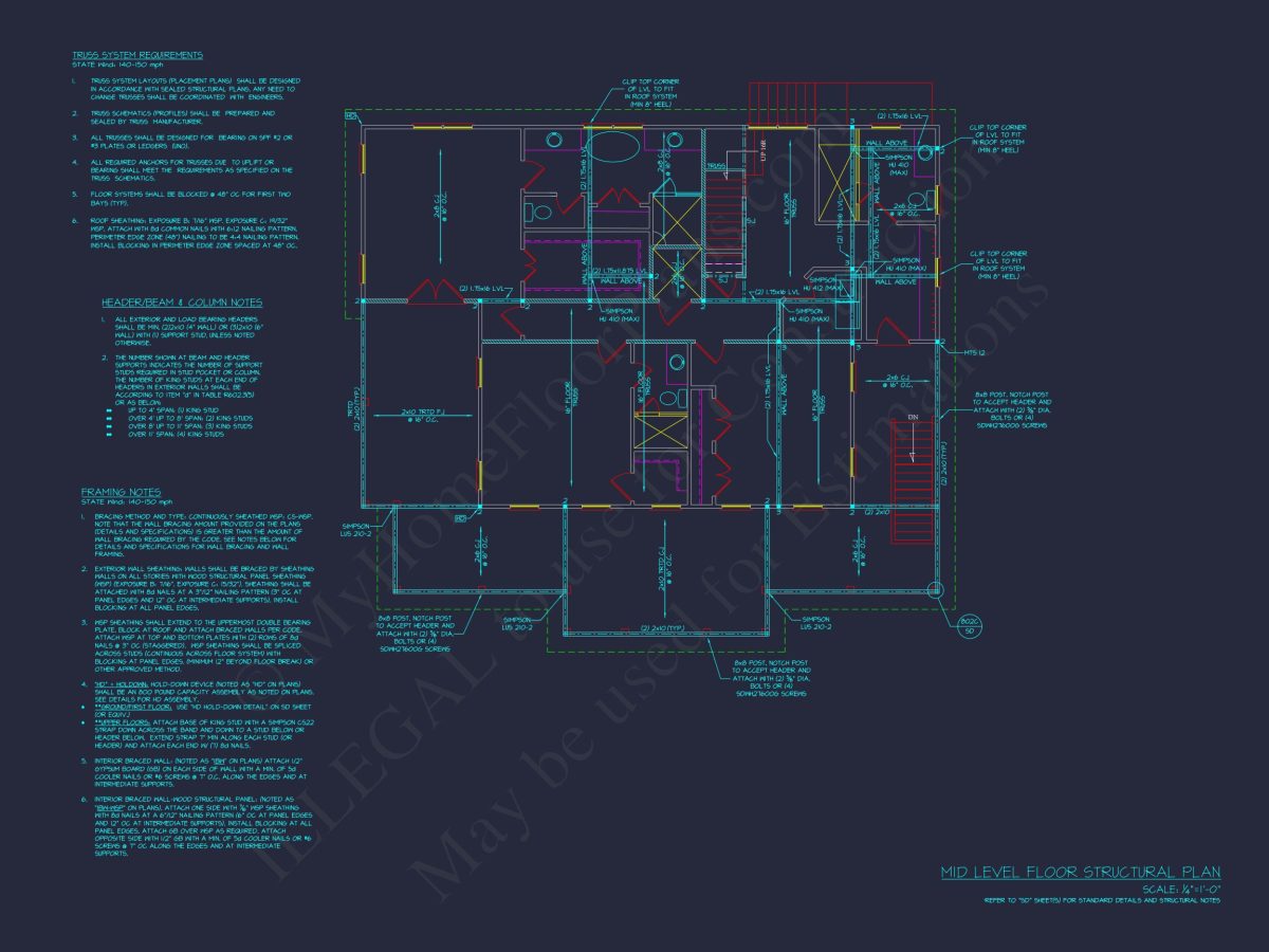 Modern Coastal house Plan: 2-Story CAD Blueprint with Elevator