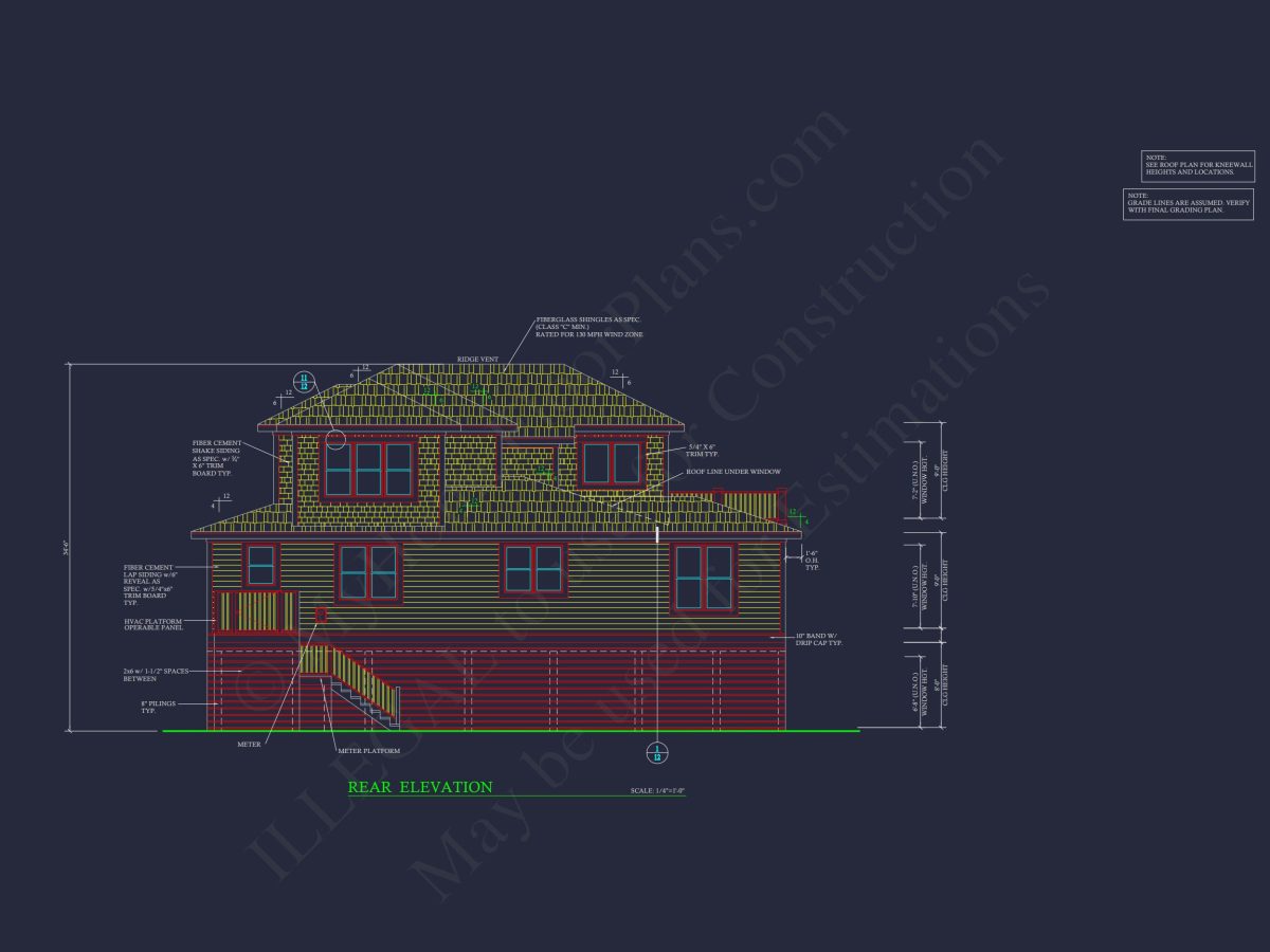 Modern Coastal house Plan: 2-Story CAD Blueprint with Elevator