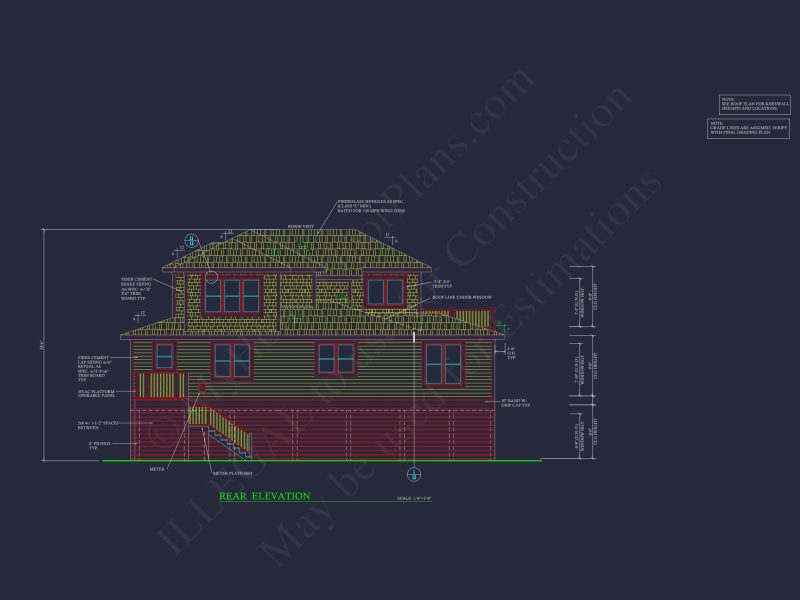 Modern Coastal house Plan: 2-Story CAD Blueprint with Elevator