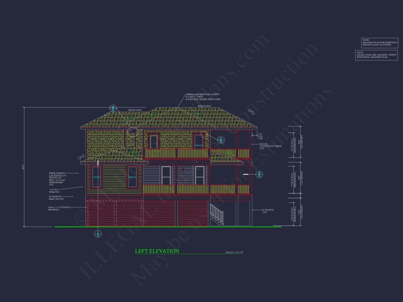 Modern Coastal house Plan: 2-Story CAD Blueprint with Elevator