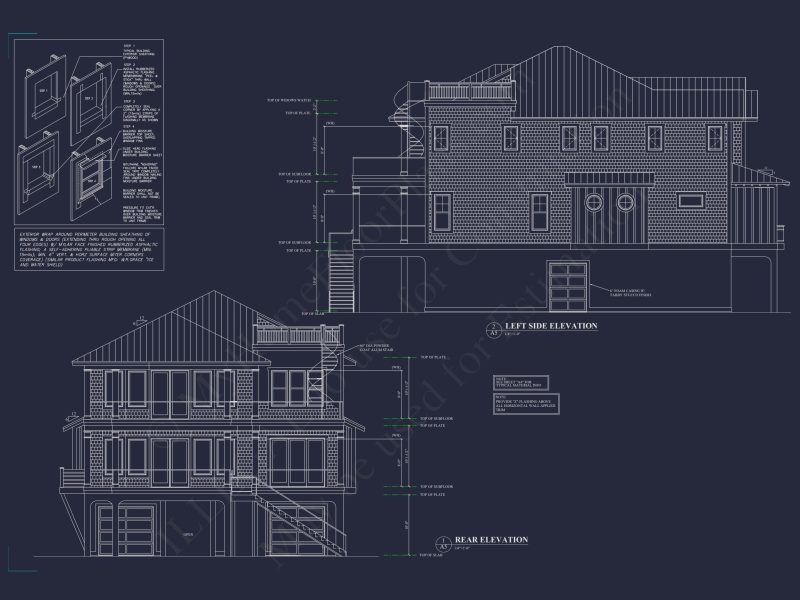 Modern Coastal house Plan: 3 Floors, 4 Beds, 5+ Baths