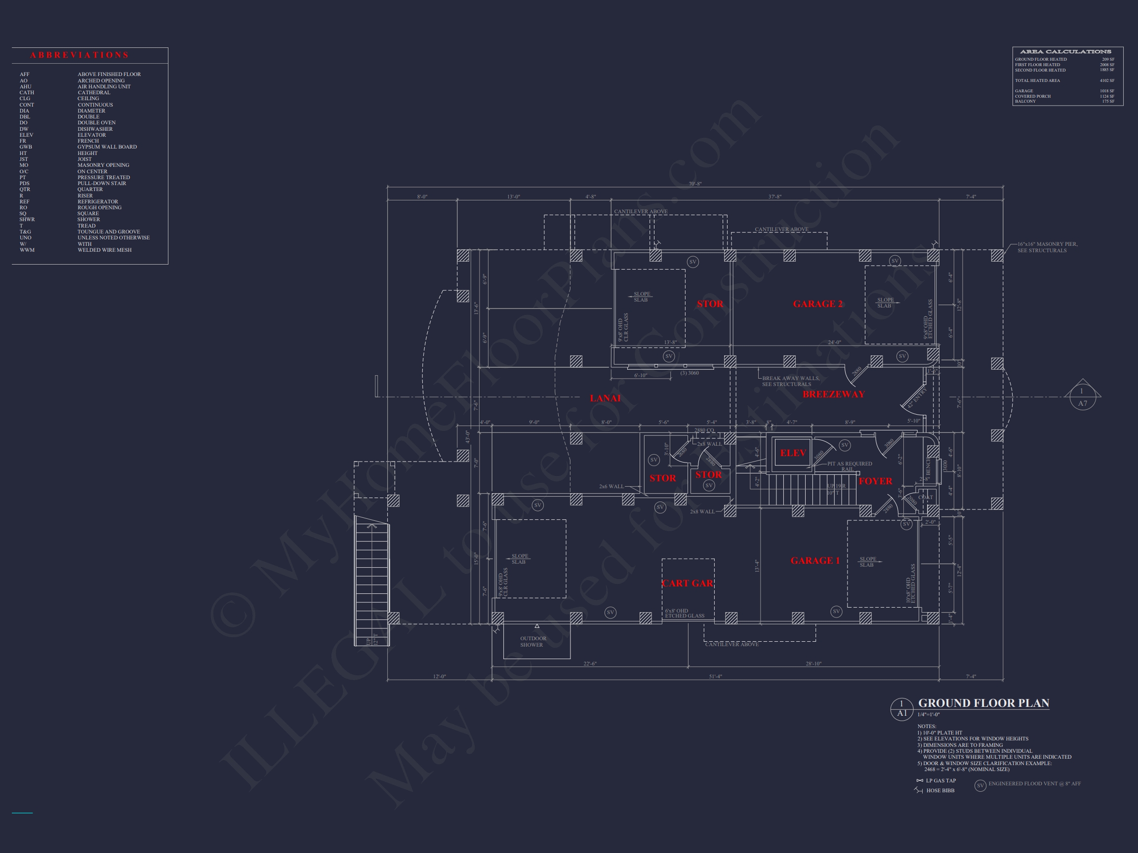 Modern Coastal Home Plan: 3 Floors,4 Beds,5+ Baths