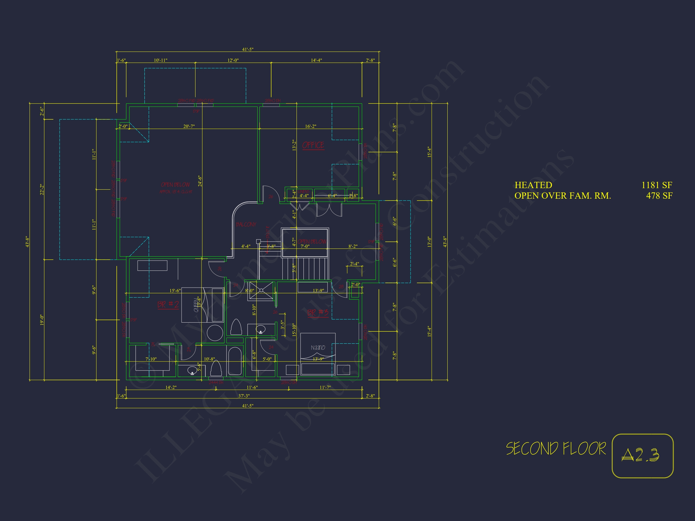 Modern Coastal Home Plan with 2 Floors,3 Bedrooms,& CAD Designs