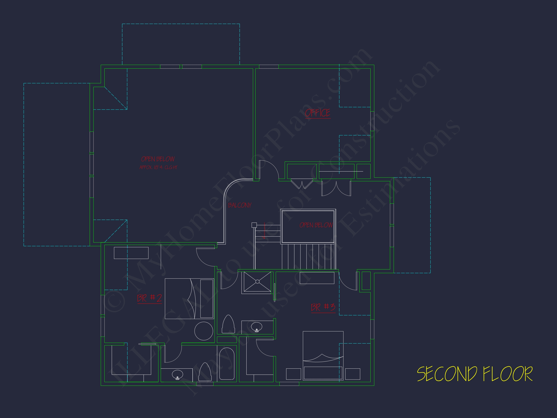 Modern Coastal Home Plan with 2 Floors,3 Bedrooms,& CAD Designs