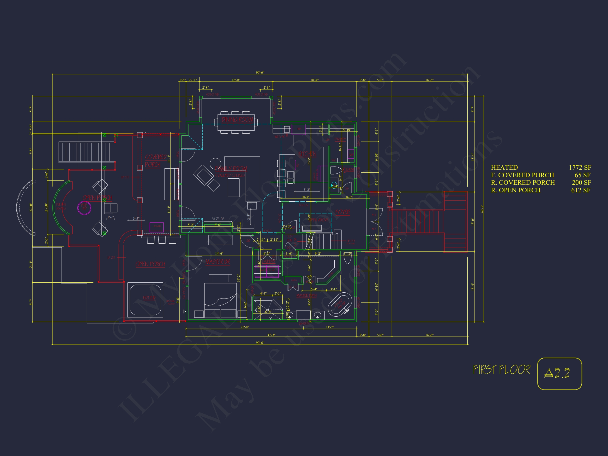 Modern Coastal Home Plan with 2 Floors,3 Bedrooms,& CAD Designs