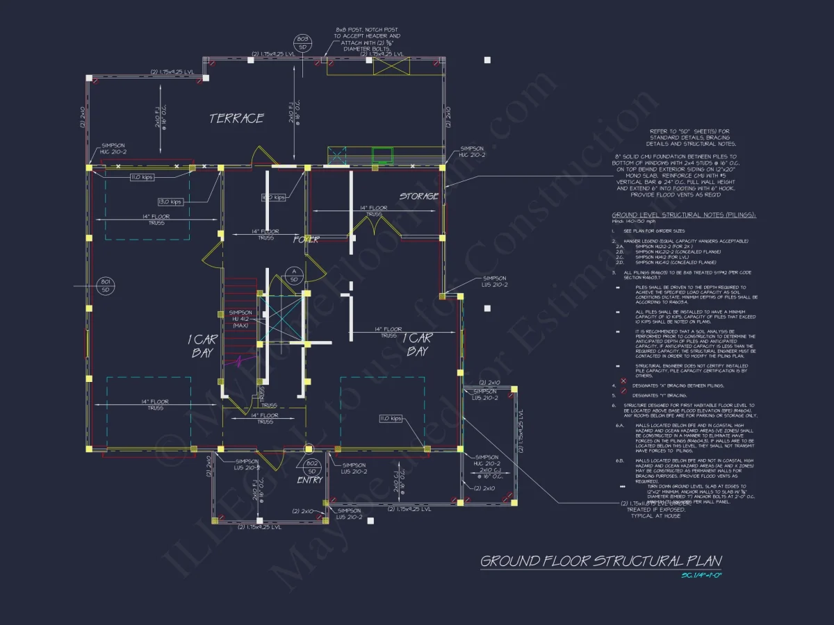 Modern Coastal house Plan with 3 Floors & CAD Designs