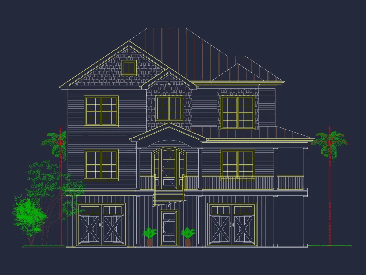 Modern Coastal house Plan with 3 Floors & CAD Designs