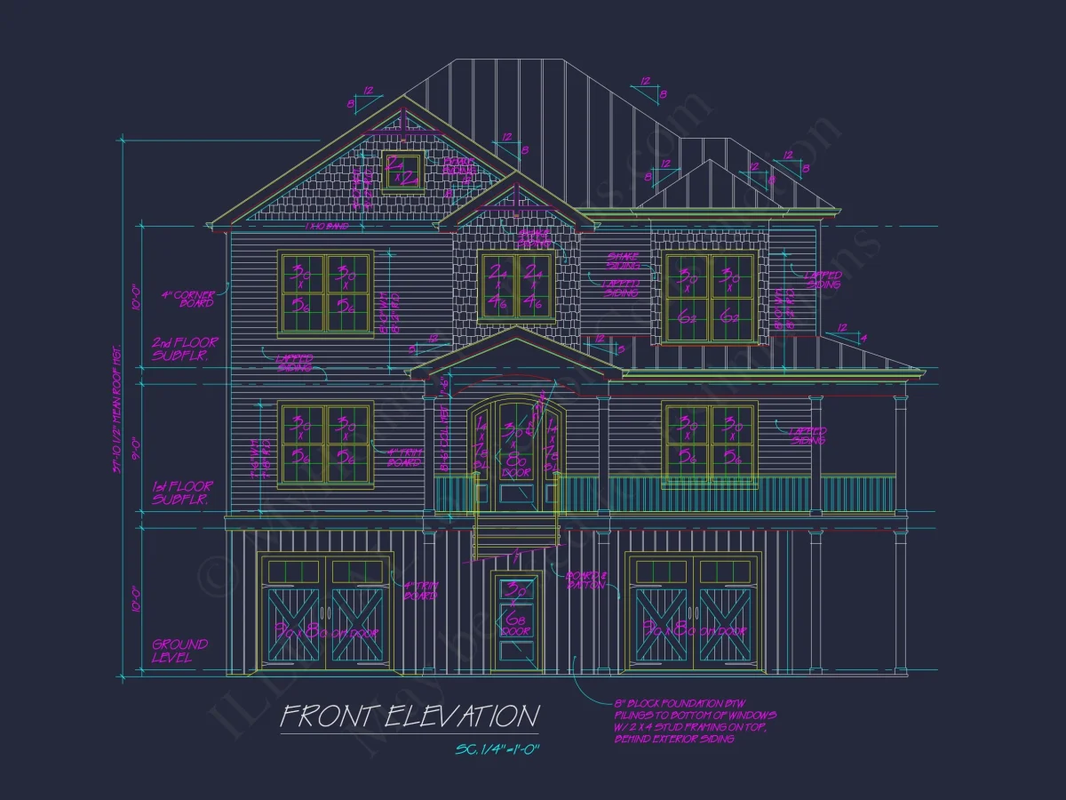 Modern Coastal house Plan with 3 Floors & CAD Designs