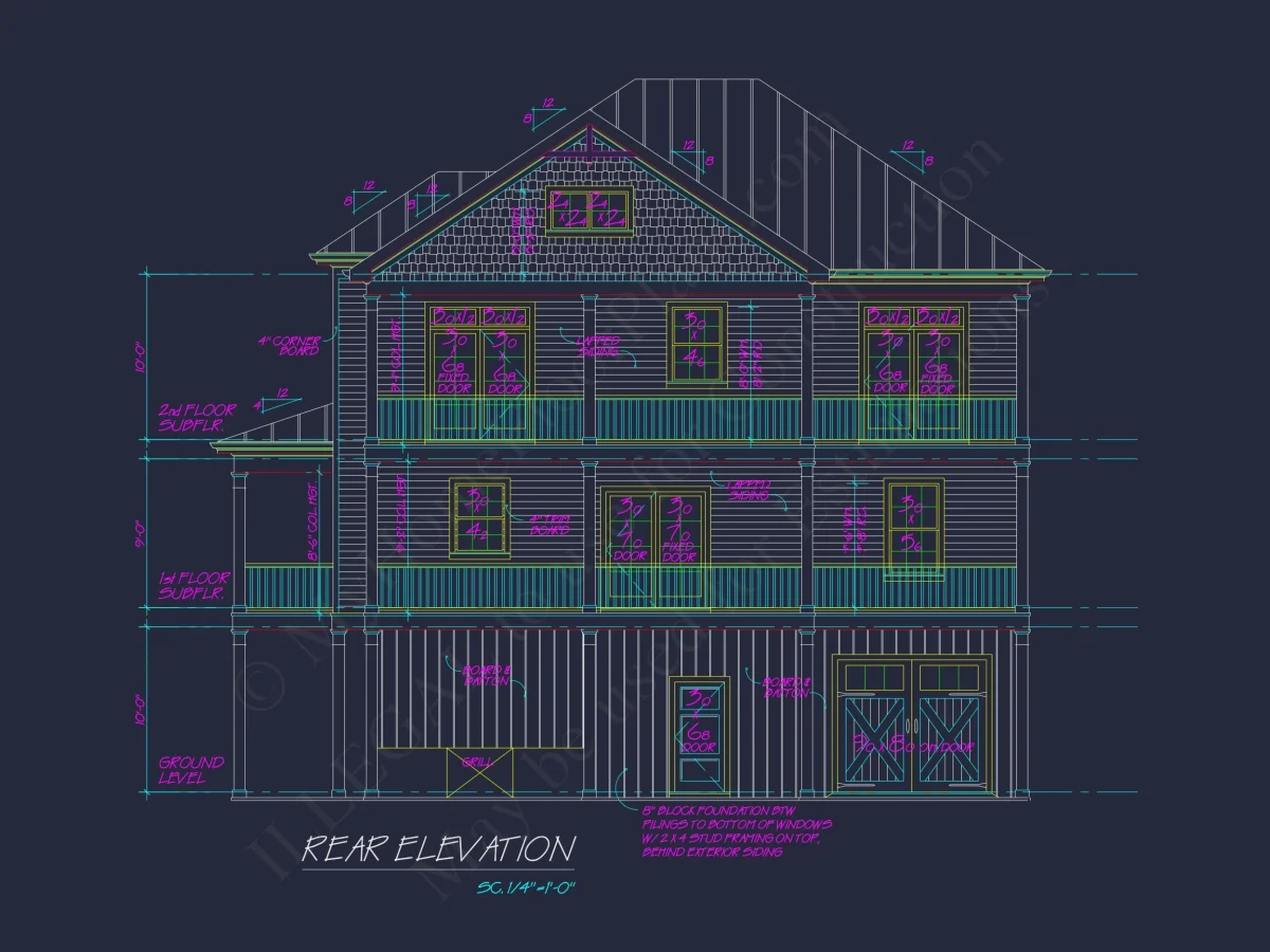 Modern Coastal house Plan with 3 Floors & CAD Designs
