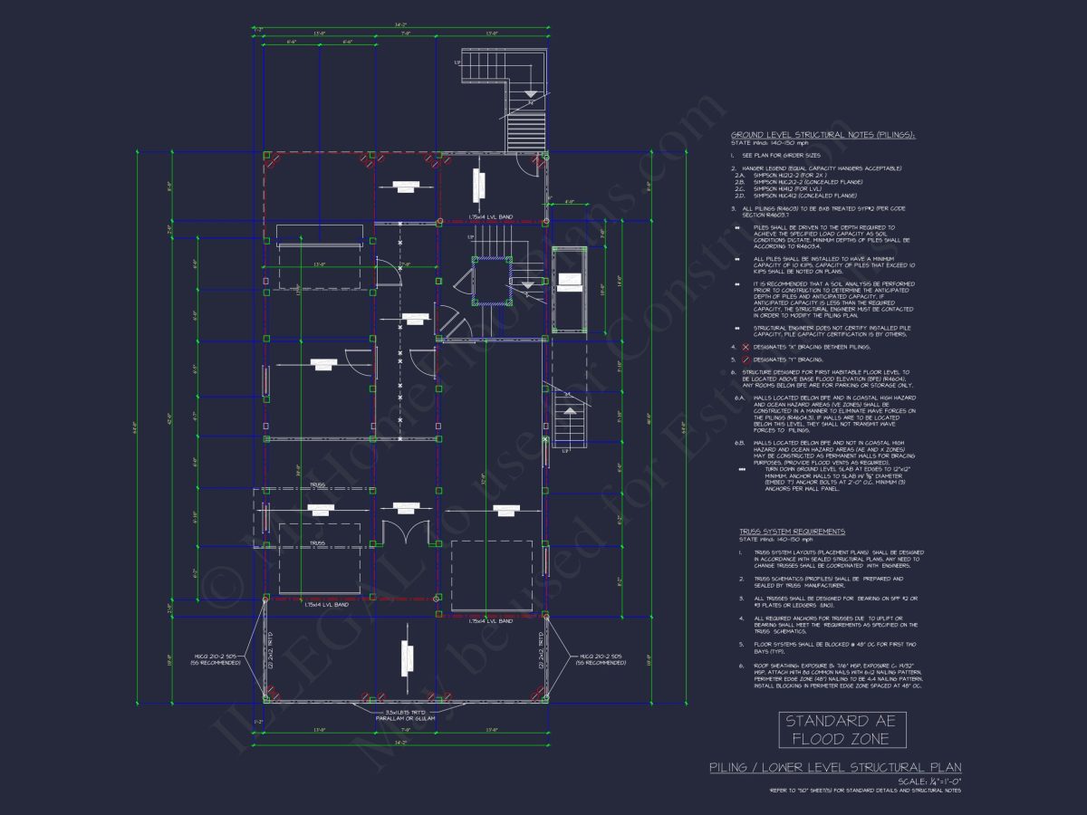 Modern Coastal house Plan with 3 Floors and CAD Designs