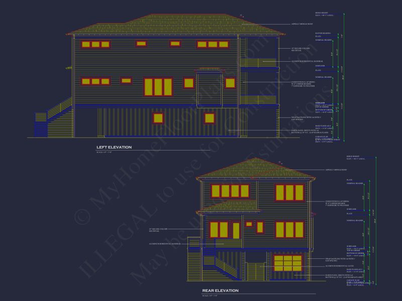 Modern Coastal house Plan with 3 Floors and CAD Designs