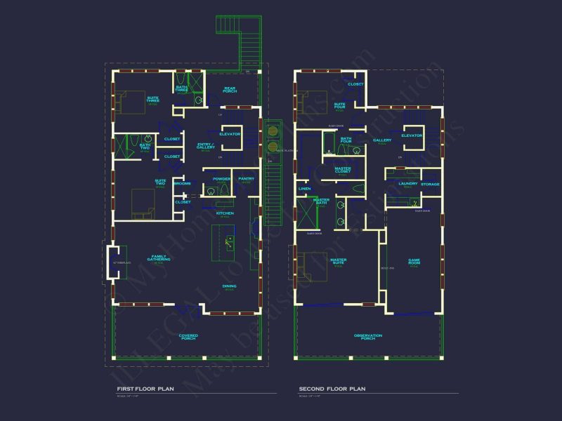 Modern Coastal house Plan with 3 Floors and CAD Designs