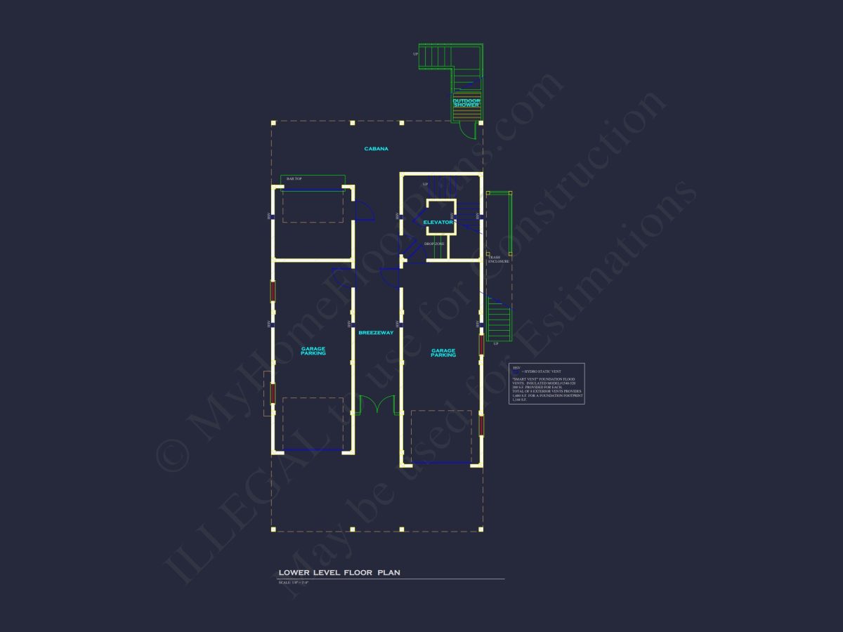 Modern Coastal house Plan with 3 Floors and CAD Designs