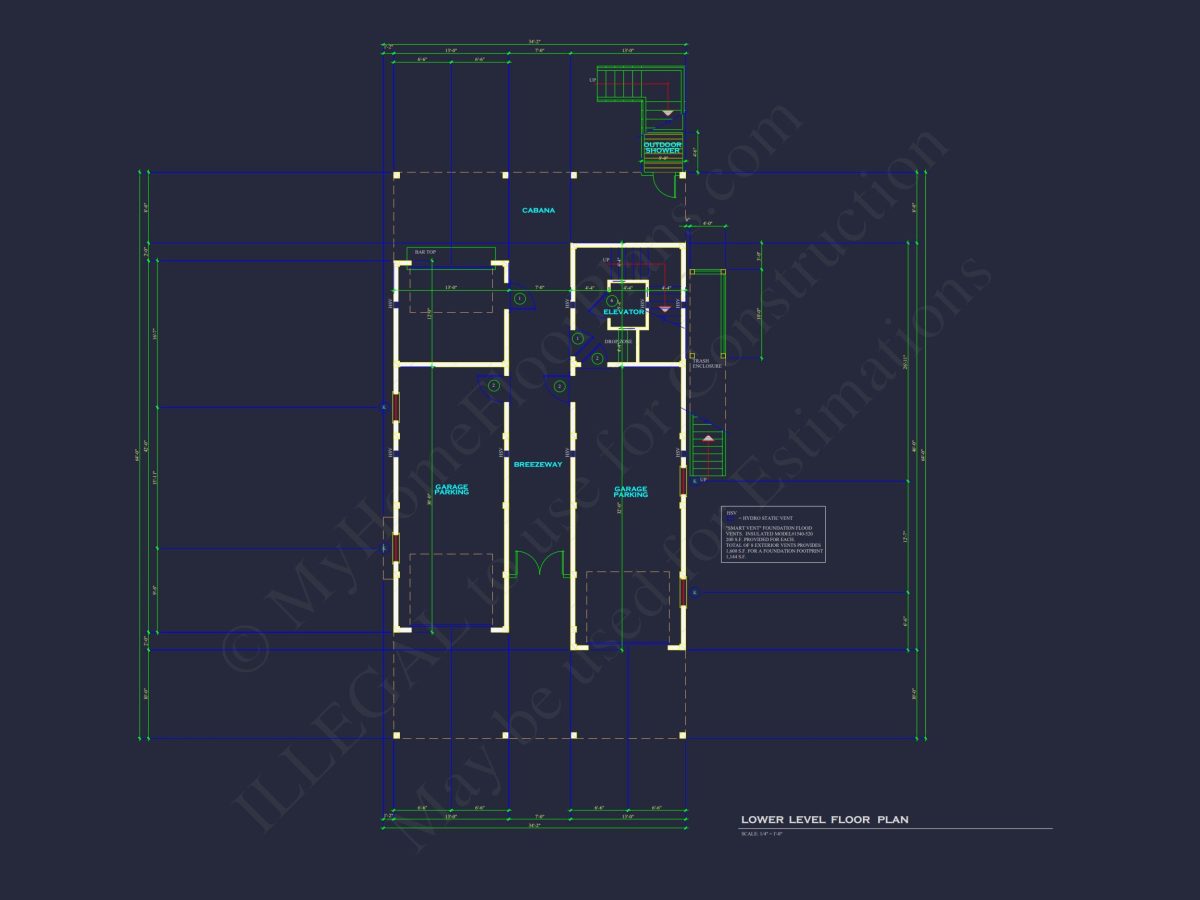 Modern Coastal house Plan with 3 Floors and CAD Designs