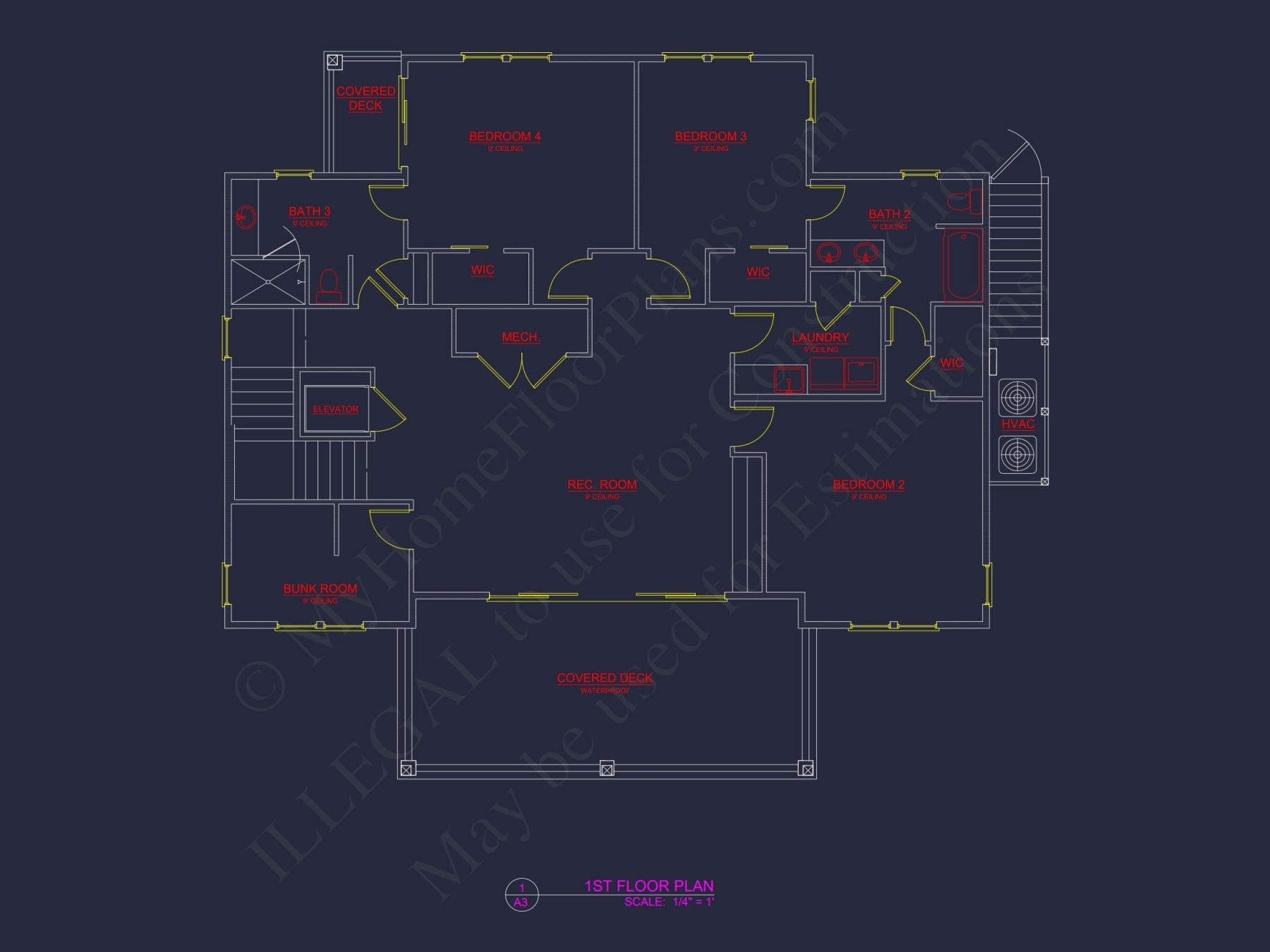 Modern Coastal house Plan with Blueprint Designs & CAD Files