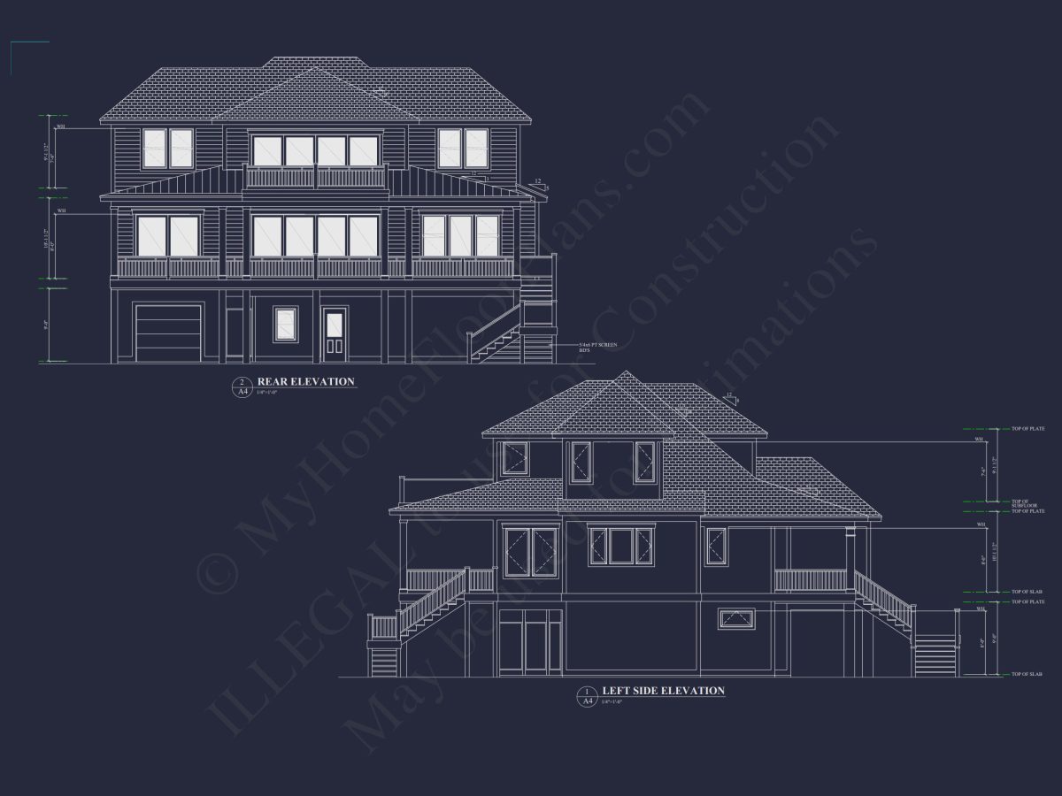 Modern Coastal house Plan with CAD-Designed Architectural Floors
