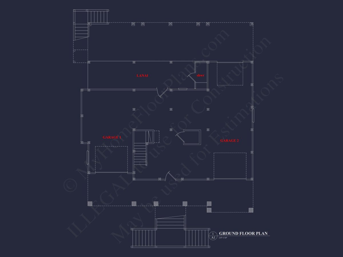 Modern Coastal house Plan with CAD-Designed Architectural Floors