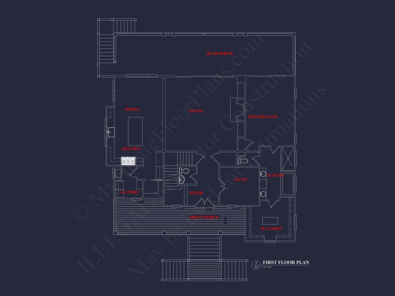 Modern Coastal house Plan with CAD-Designed Architectural Floors