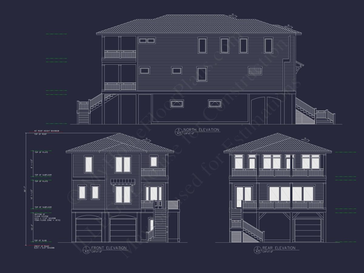 Modern Coastal house Plan with Spacious Design and Blueprint
