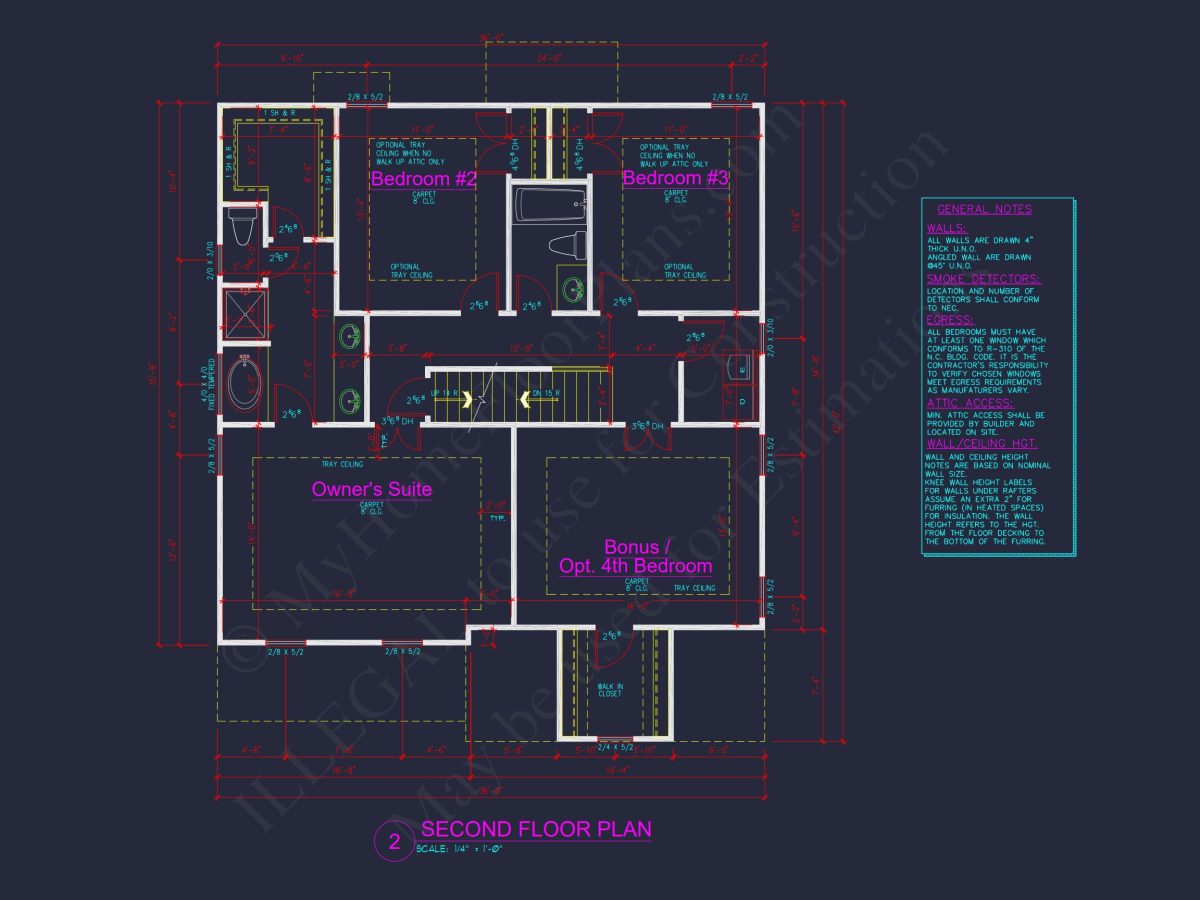 Modern Colonial Floor Plan With 4 Bedrooms & CAD Designs