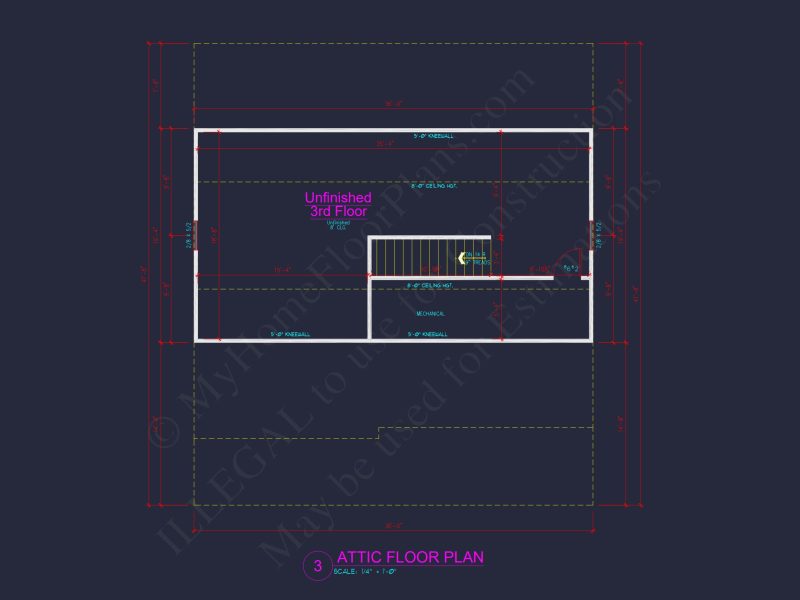 Modern Colonial Floor Plan With 4 Bedrooms & CAD Designs