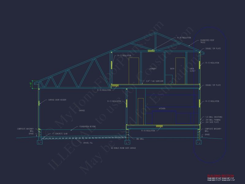 Modern Colonial house Plan with CAD Designs & Blueprints