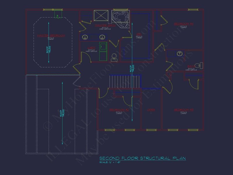 Modern Colonial house Plan with CAD Designs & Blueprints