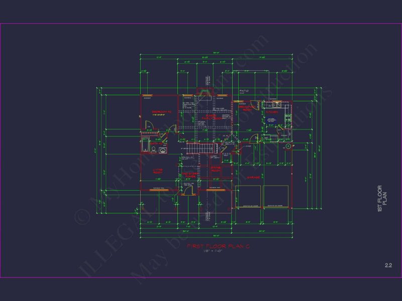 Modern Colonial house Plan with CAD Designs and Blueprints