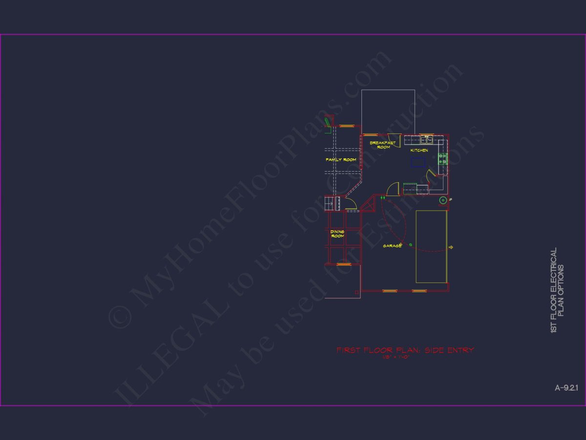 Modern Colonial house Plan with CAD Designs and Blueprints