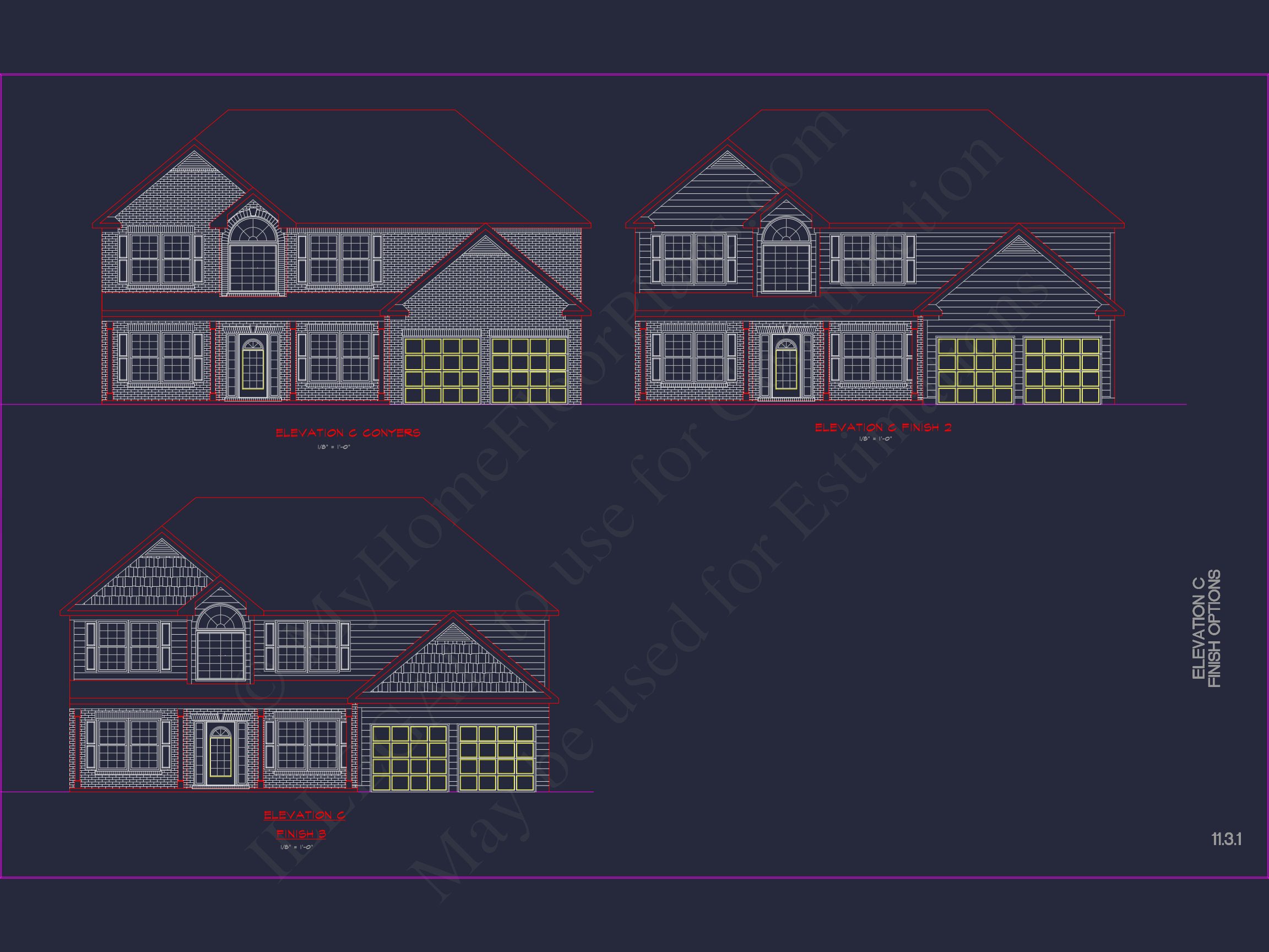 Modern Colonial house Plan with CAD Designs and Blueprints