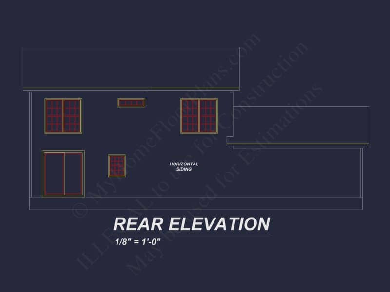 Modern Colonial Revival house Plan with 4 Bedrooms & CAD Blueprint