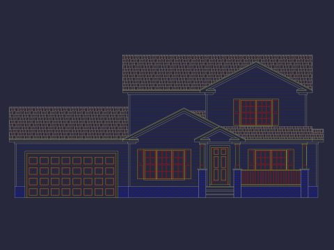 Modern Colonial Revival house Plan with 4 Bedrooms & CAD Blueprint