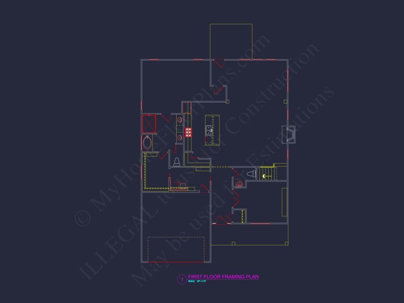Modern Craftsman Floor Plan with 4 Bedrooms and Garage