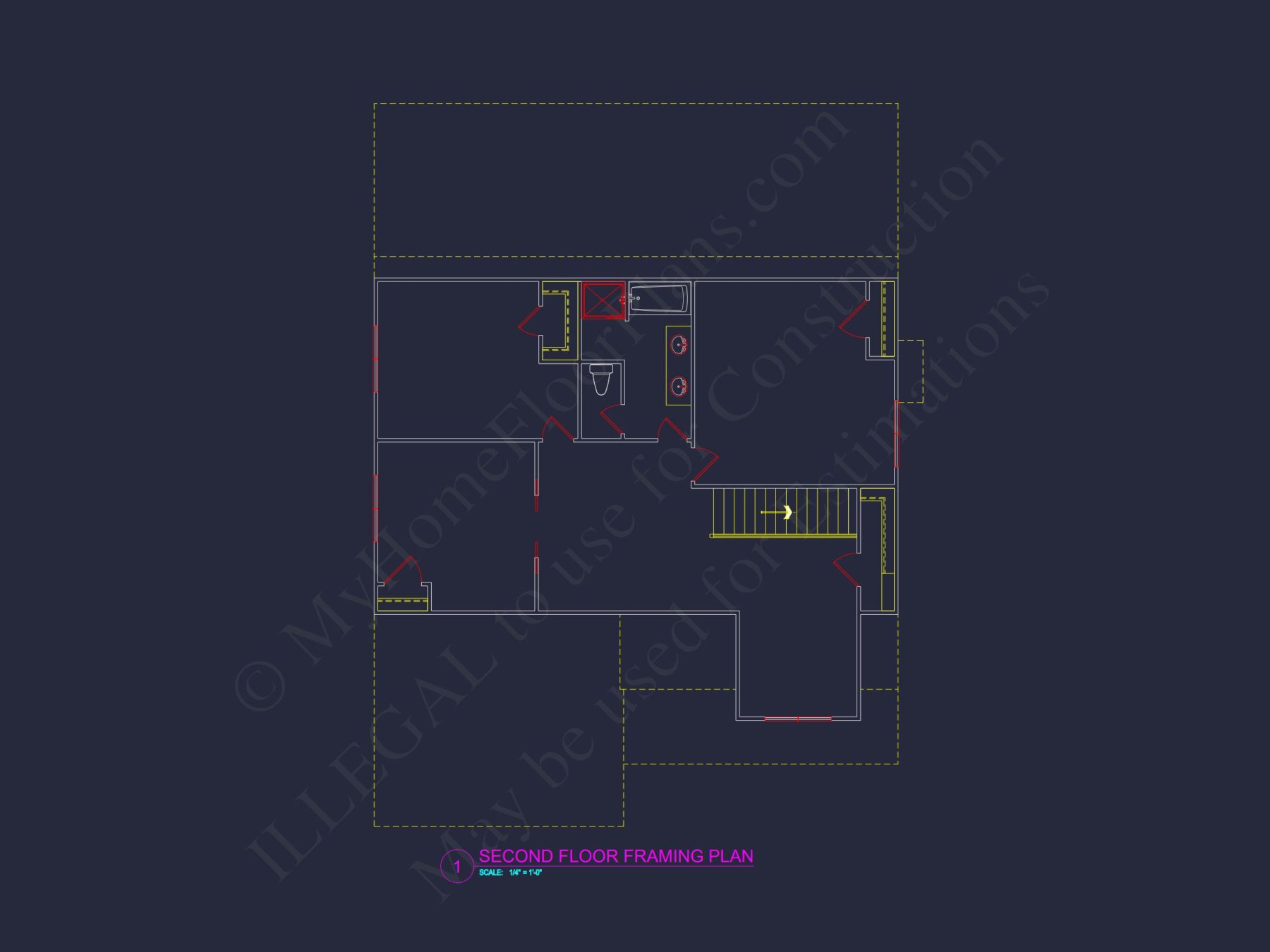 Modern Craftsman Floor Plan with 4 Bedrooms and Garage