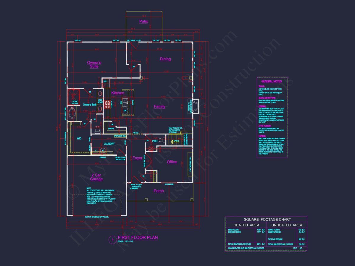 Modern Craftsman Floor Plan with 4 Bedrooms and Garage
