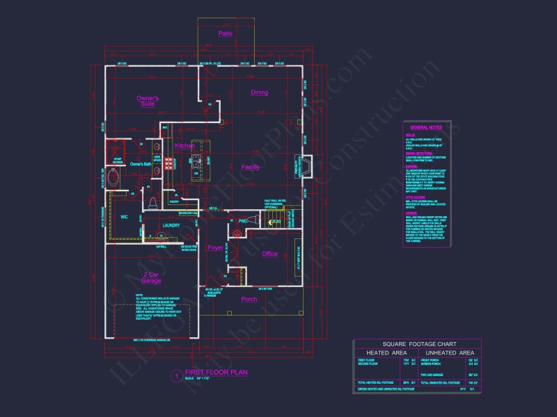 Modern Craftsman Floor Plan with 4 Bedrooms and Garage