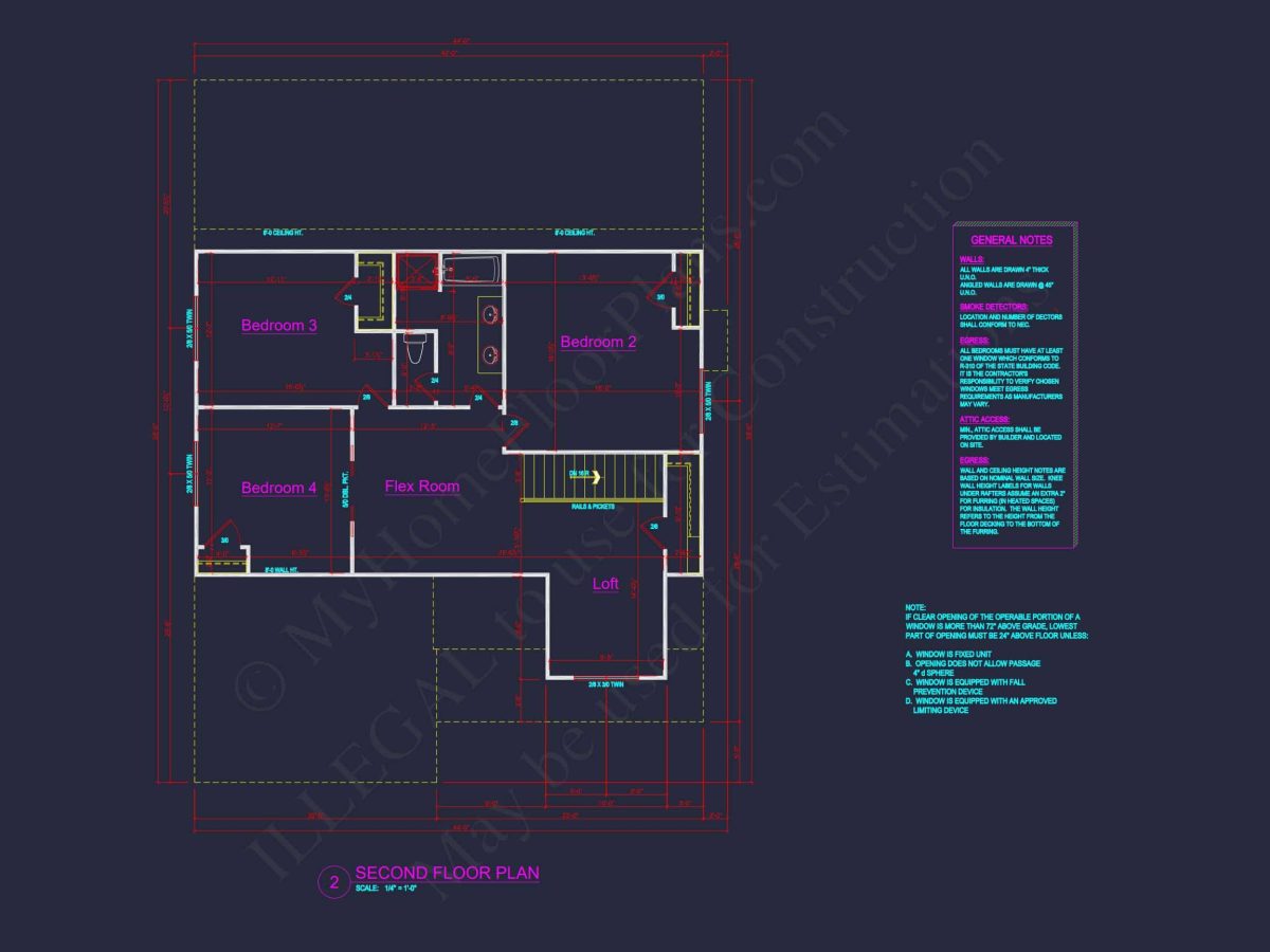 Modern Craftsman Floor Plan with 4 Bedrooms and Garage