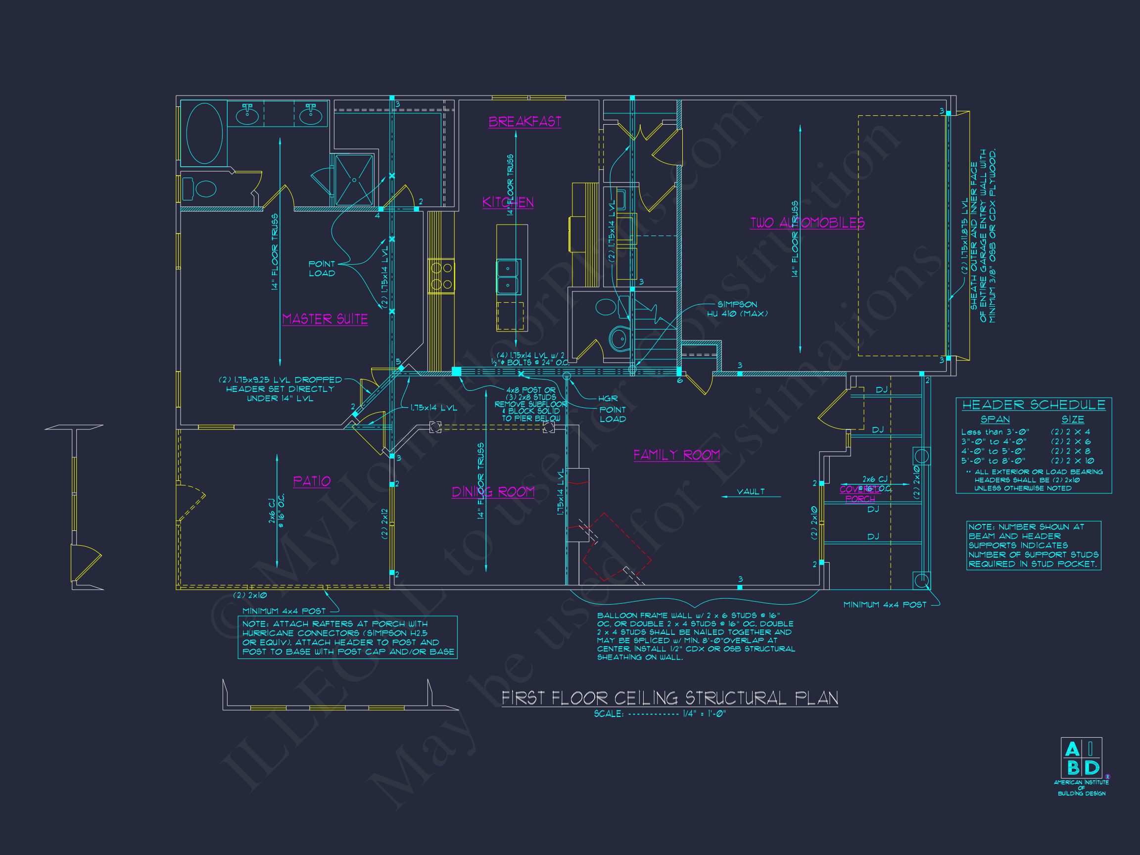 Modern Craftsman house Design - 5 Bed,2-Car Garage Floor Plan